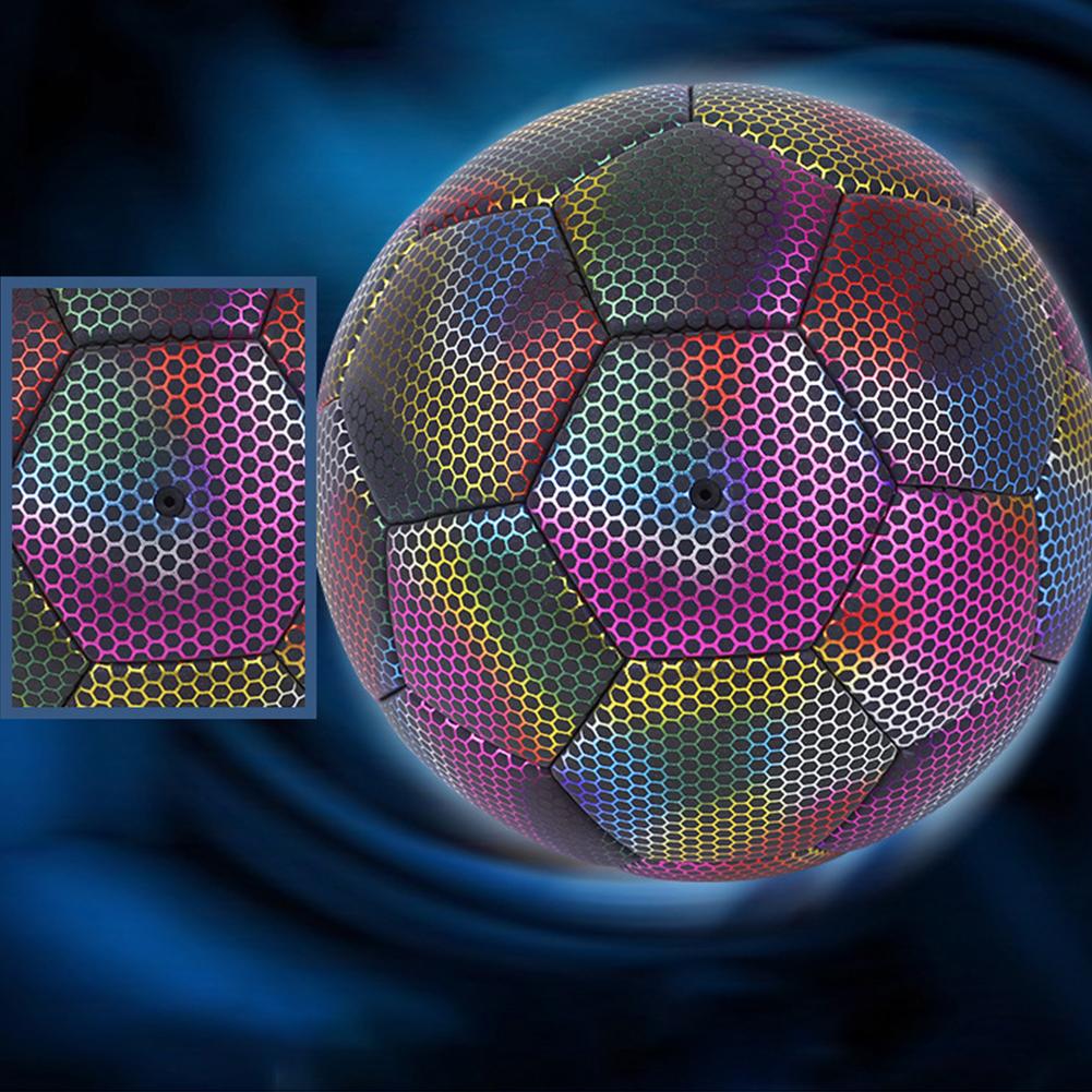 thumbnail image 3 of Balones de fútbol de entrenamiento que brillan intensamente Fútbol reflectante holográfico (color de escala de 5 peces), 3 of 5