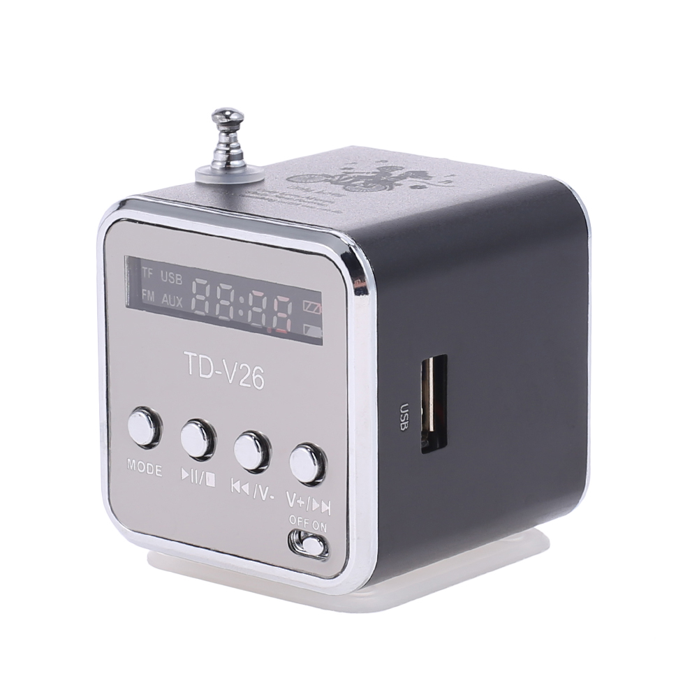 thumbnail image 3 of FM TD-V26 Mini Radio Altavoces Digitales con Receptor Compatible con Tarjeta TF Negro, 3 of 4
