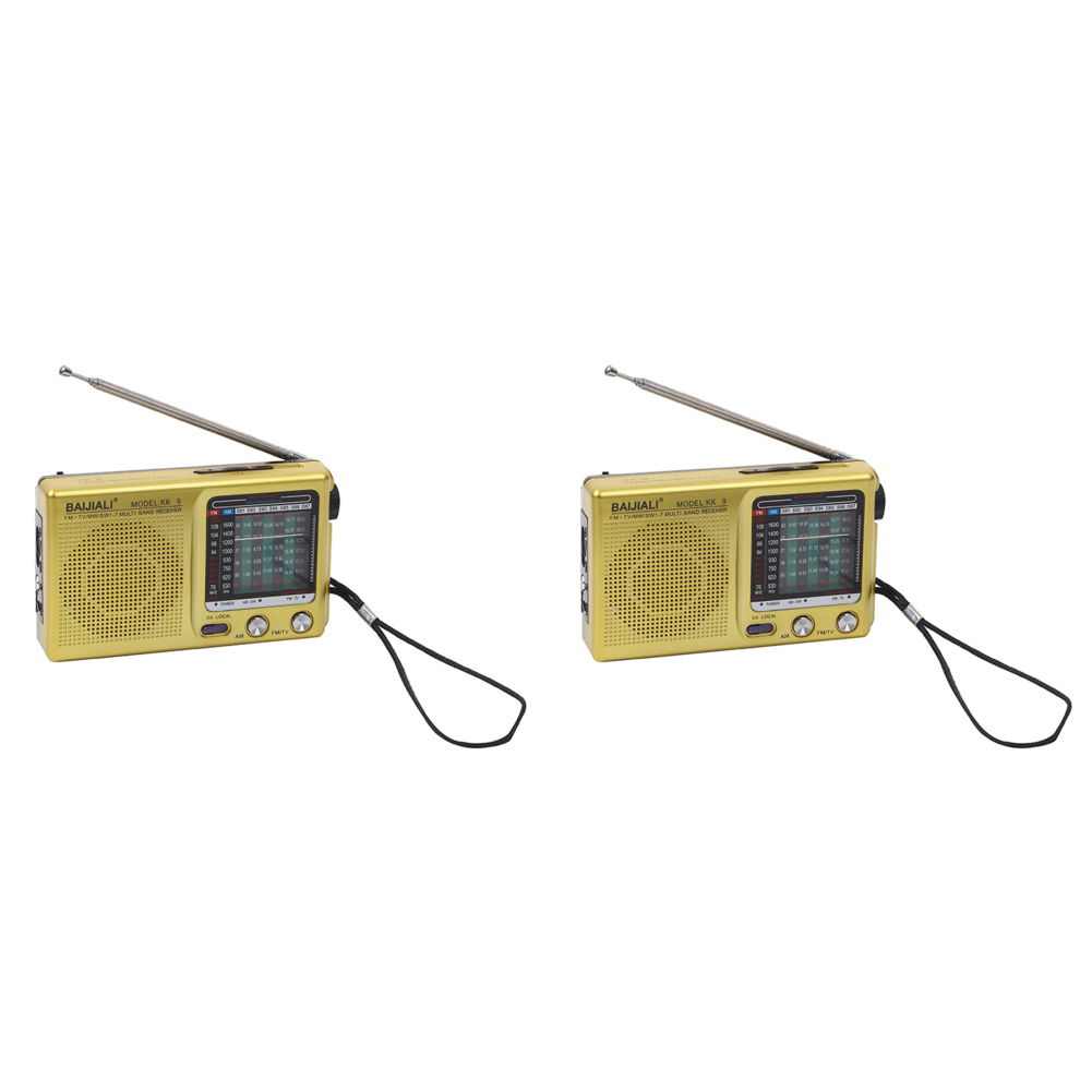thumbnail image 4 of Radio Retro Banda Completa SW AM FM Emergencia Mini Clima Altavoz Incorporado Dorado, 4 of 4