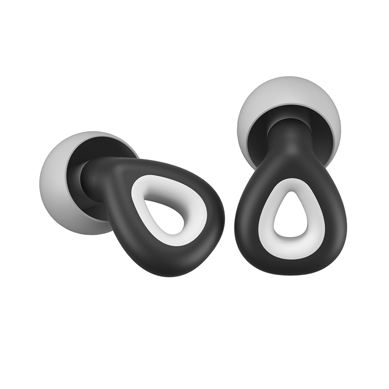 Tapones para los oídos de silicona con cancelación de ruido, tapones para los oídos con ruido del sueño, un par para la escuela, color negro