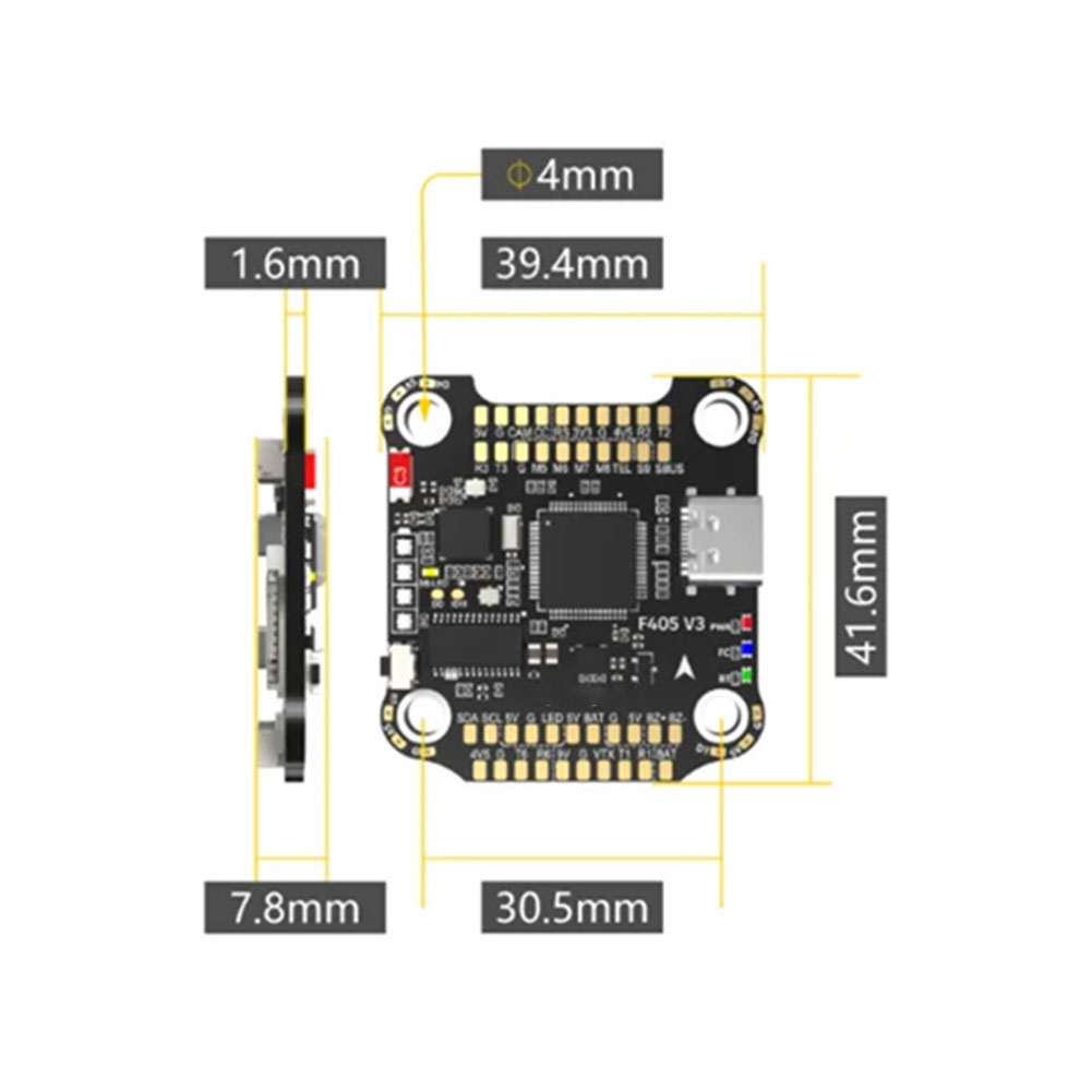 thumbnail image 3 of F405 V3 3-6S 30X30 Controlador de vuelo Ehuebsd Compatible con Bluetooth BMI270 para Drone, 3 of 9