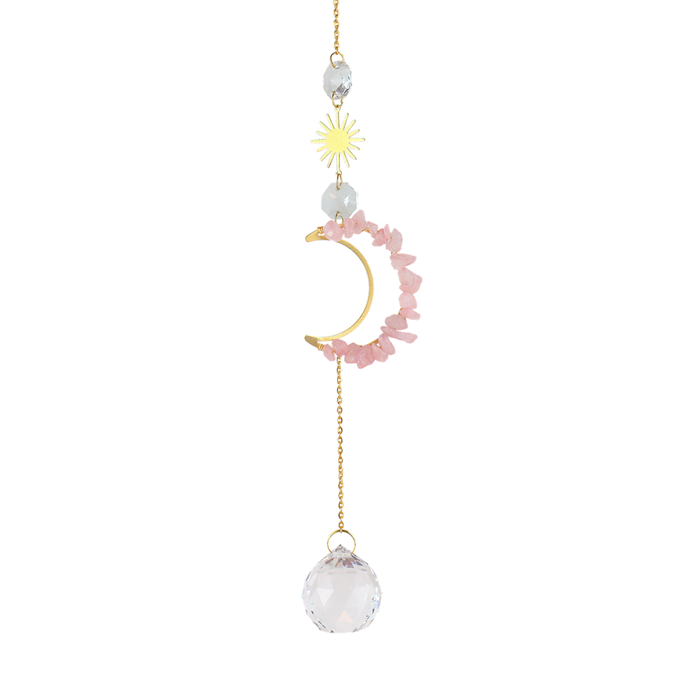 thumbnail image 4 of Candelabro de cristal con atrapasueños y flores de luna, decoración del hogar (rosa), 4 of 7