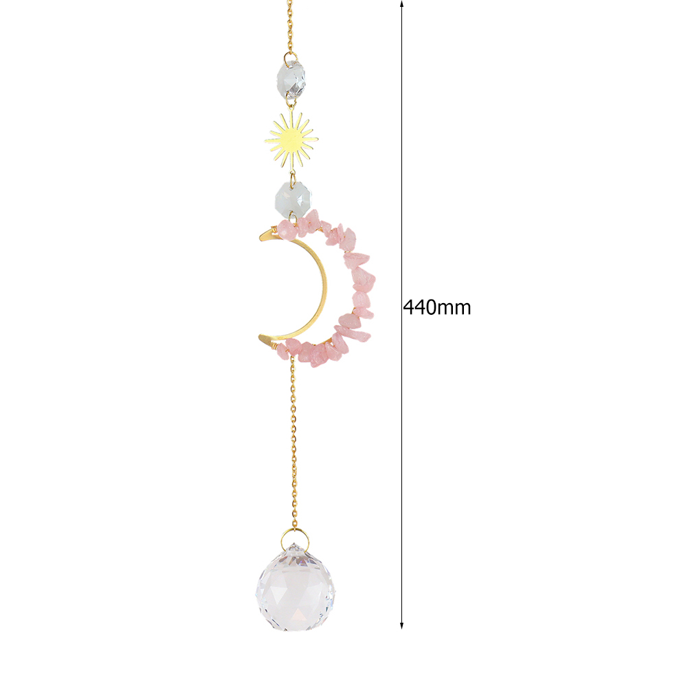 thumbnail image 2 of Candelabro de cristal con atrapasueños y flores de luna, decoración del hogar (rosa), 2 of 7