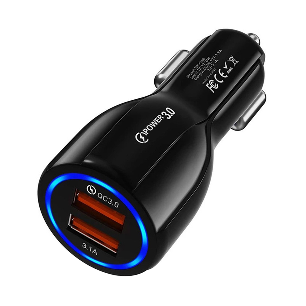 thumbnail image 3 of Cargador de coche para teléfono QC3.0 Adaptador de carga rápida USB dual para móvil negro Ehuebsd, 3 of 8