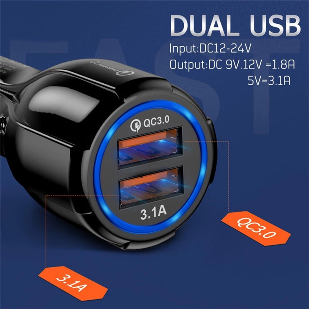 thumbnail image 5 of Cargador de coche para teléfono QC3.0 Adaptador de carga rápida USB dual para móvil negro Ehuebsd, 5 of 8
