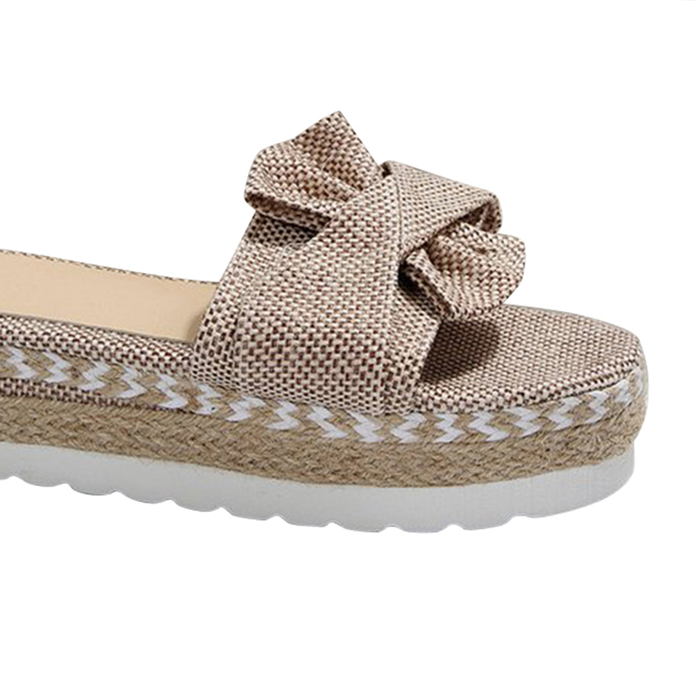 thumbnail image 3 of Sandalias informales sin cordones para mujer, pantuflas con plataforma y cuñas con lazo para viajes junto al mar, 3 of 7