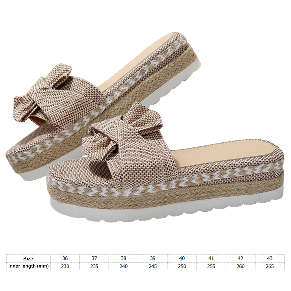 thumbnail image 2 of Sandalias informales sin cordones para mujer, pantuflas con plataforma y cuñas con lazo para viajes junto al mar, 2 of 7