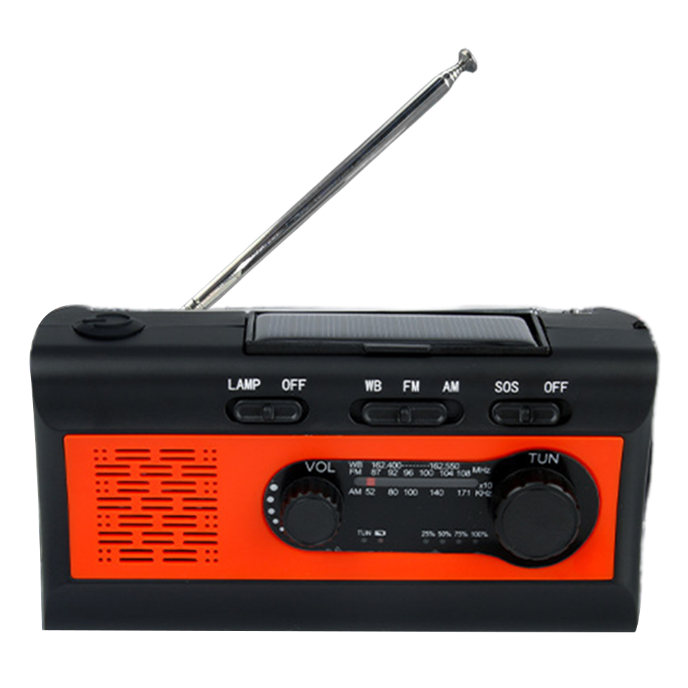 thumbnail image 3 of Radio de manivela de emergencia solar con linterna LED Banco de energía SOS (rojo 4000 mAh), 3 of 9