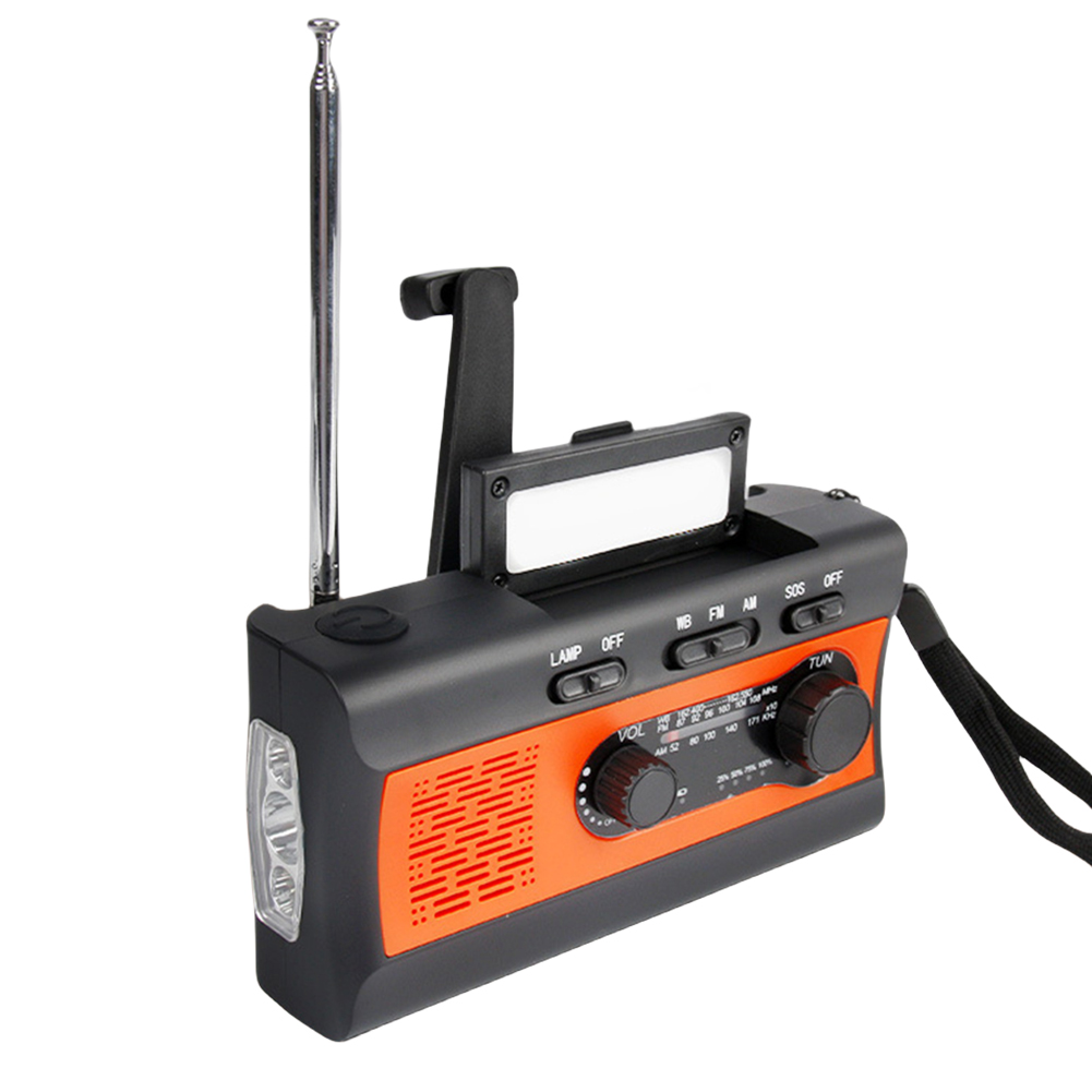 thumbnail image 4 of Radio de manivela de emergencia solar con linterna LED Banco de energía SOS (rojo 4000 mAh), 4 of 9