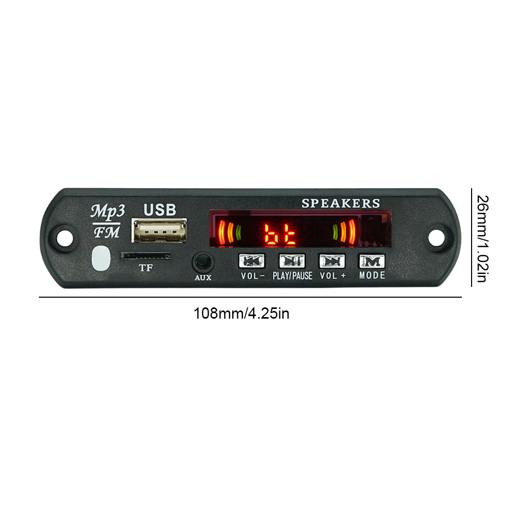 thumbnail image 2 of Placa decodificadora WMA de MP3 para coche Compatible con Bluetooth 5.0 USB TF Módulo de radio FM (12v), 2 of 7