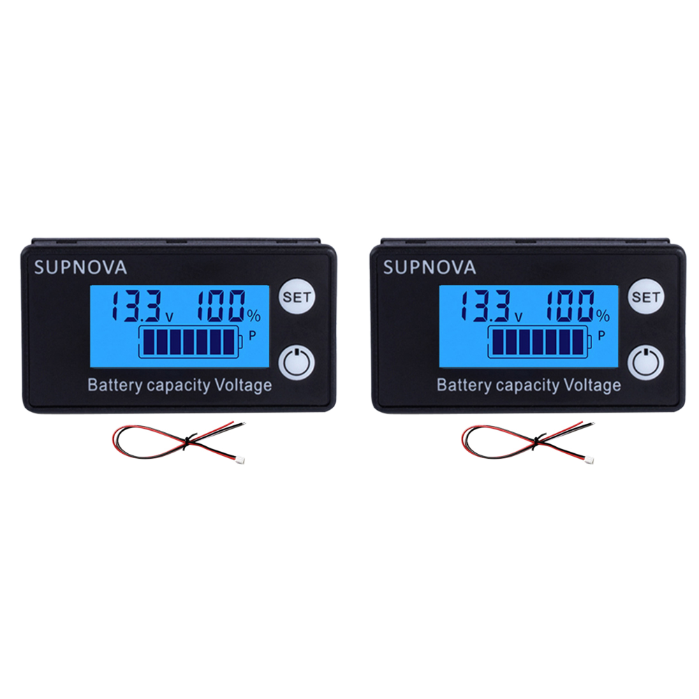 thumbnail image 3 of Indicador de capacidad de la batería DC 8-100V LCD Medidor de voltaje digital (temperatura de alarma azul), 3 of 5