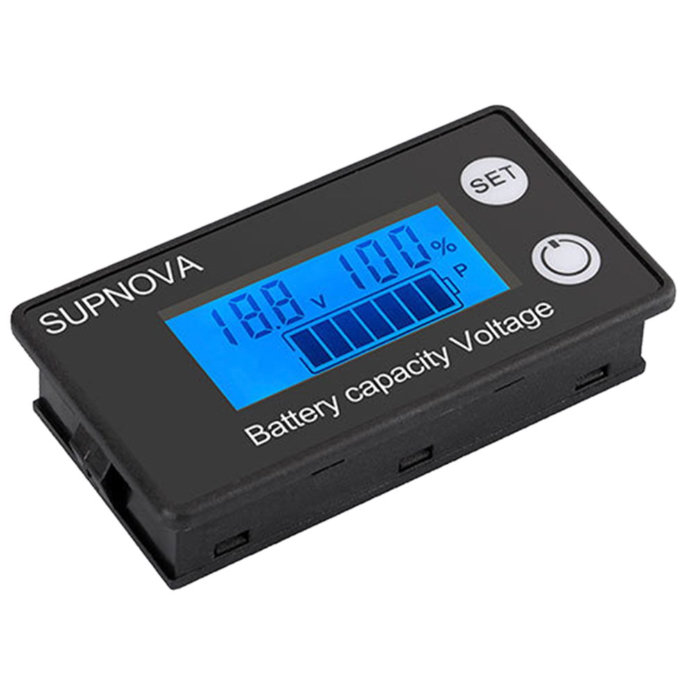 thumbnail image 5 of Indicador de capacidad de la batería DC 8-100V LCD Medidor de voltaje digital (temperatura de alarma azul), 5 of 5