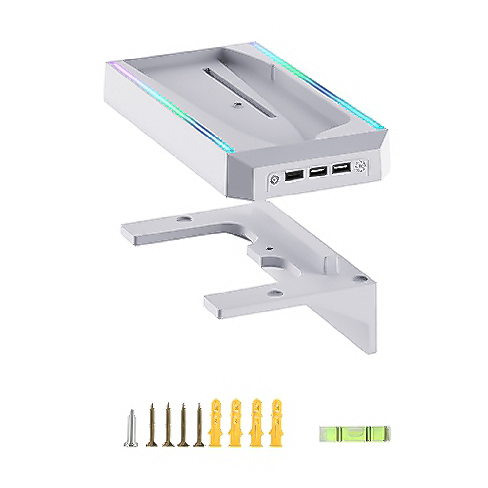 thumbnail image 3 of Soporte de pared con 2 soportes de controlador desmontables, soporte Base 3xUSB para PS5 Slim, 3 of 9