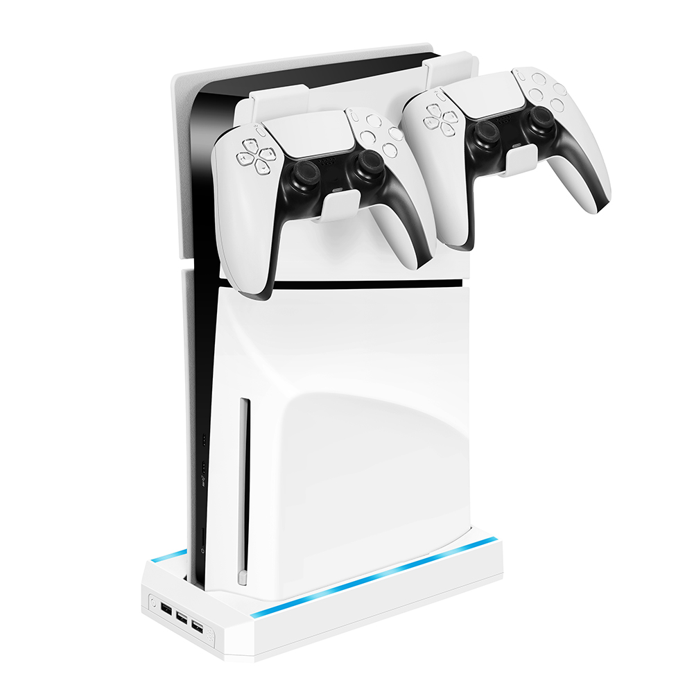 thumbnail image 1 of Soporte de pared con 2 soportes de controlador desmontables, soporte Base 3xUSB para PS5 Slim, 1 of 9