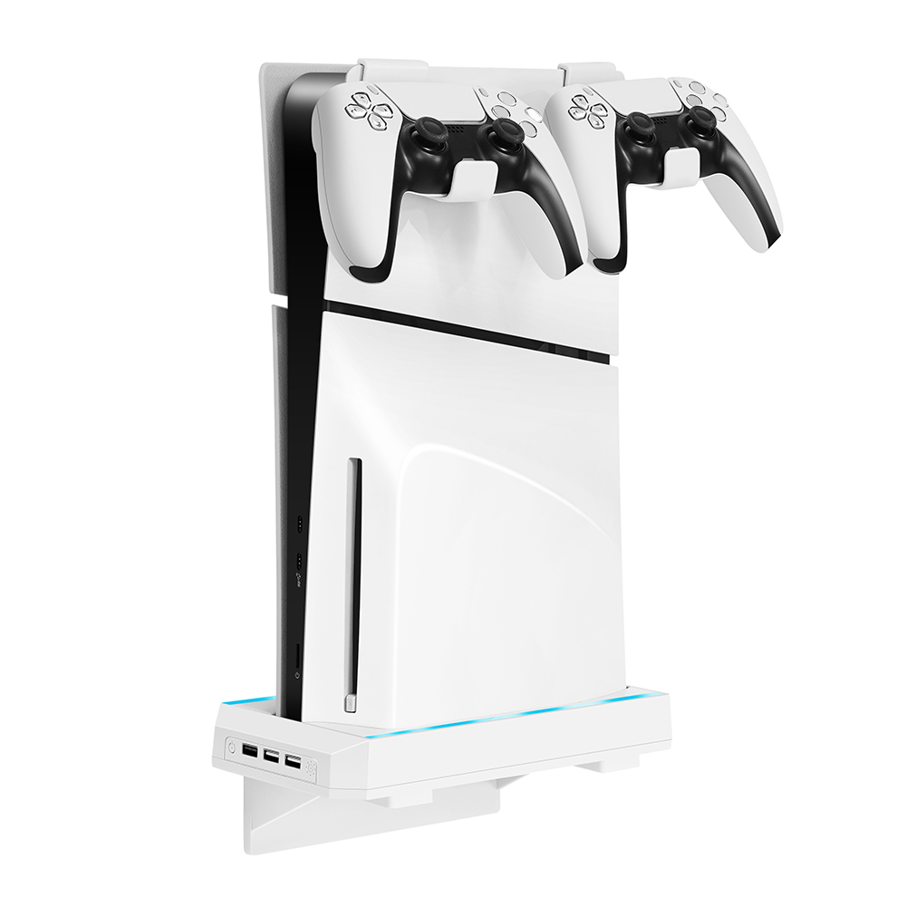 thumbnail image 2 of Soporte de pared con 2 soportes de controlador desmontables, soporte Base 3xUSB para PS5 Slim, 2 of 9