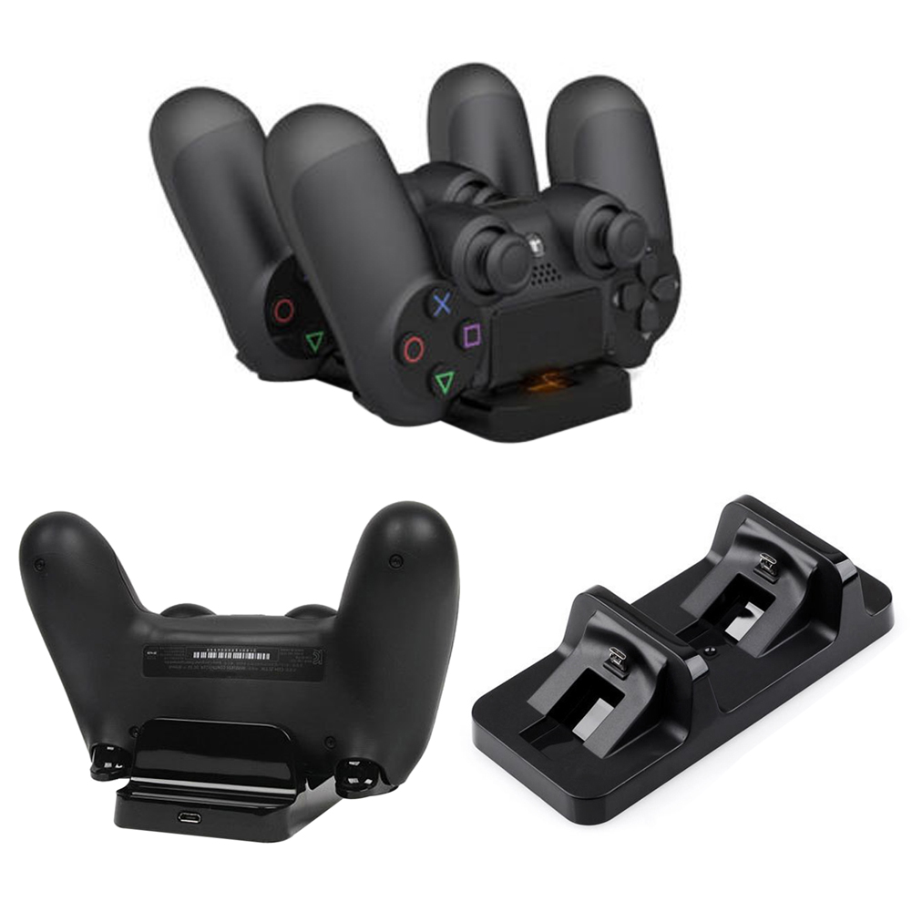 Cargadores Soporte de estación de carga USB dual para controlador inalámbrico PS4