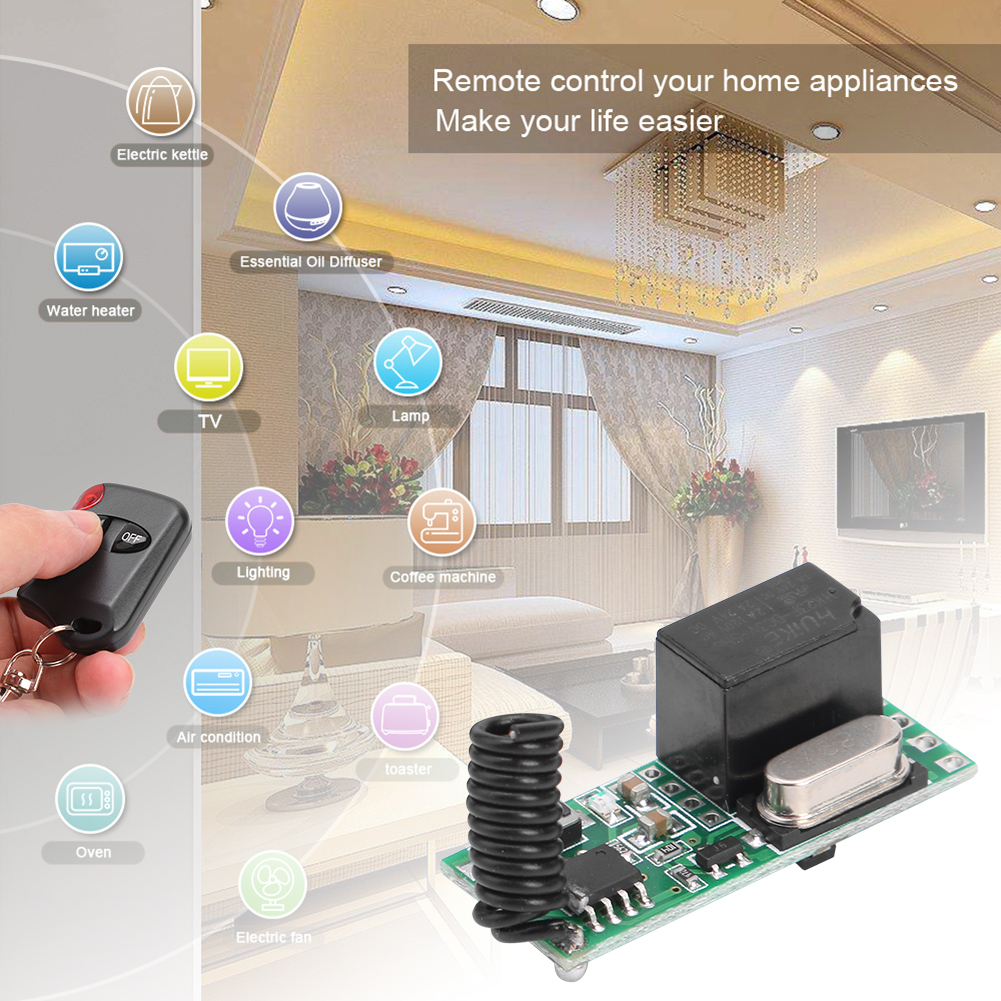 thumbnail image 1 of Control remoto de 433MHz con receptor de relé de 1CH DC3V-5V para puerta de garaje/lámpara, 1 of 9