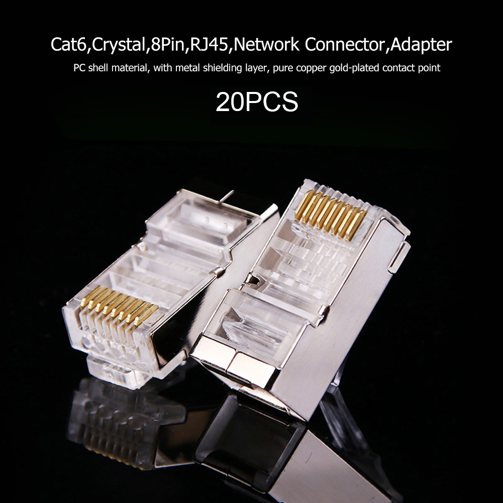 thumbnail image 4 of Módulo de Cables Ethernet Ehuebsd Cat6 RJ45 chapado en oro conector de red profesional portátil cabeza de cristal, 4 of 7