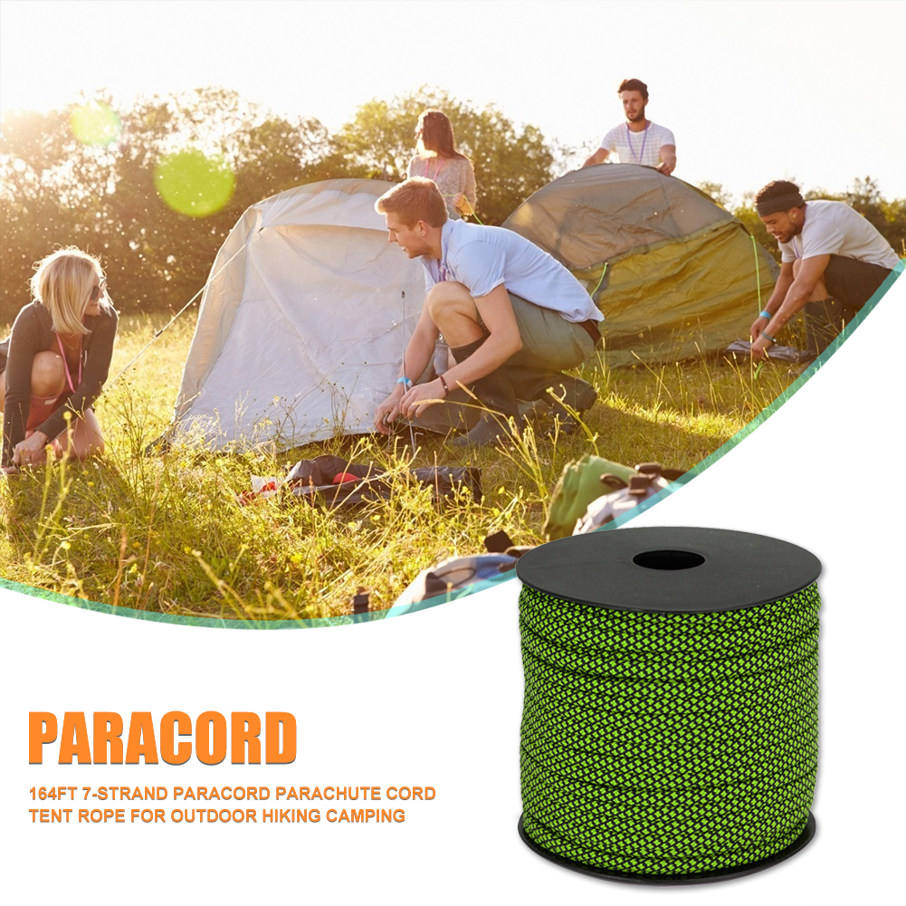 thumbnail image 3 of Paracord 164ft Cuerda de tienda de cuerda de paracaídas de 7 hebras para senderismo Camping Verde, 3 of 8