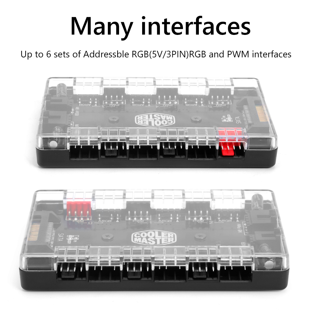 thumbnail image 1 of 1 PWM ARGB Fan HUB a 6 Splitter Adaptador RGB direccionable de 4 pines y 3 pines, 1 of 9