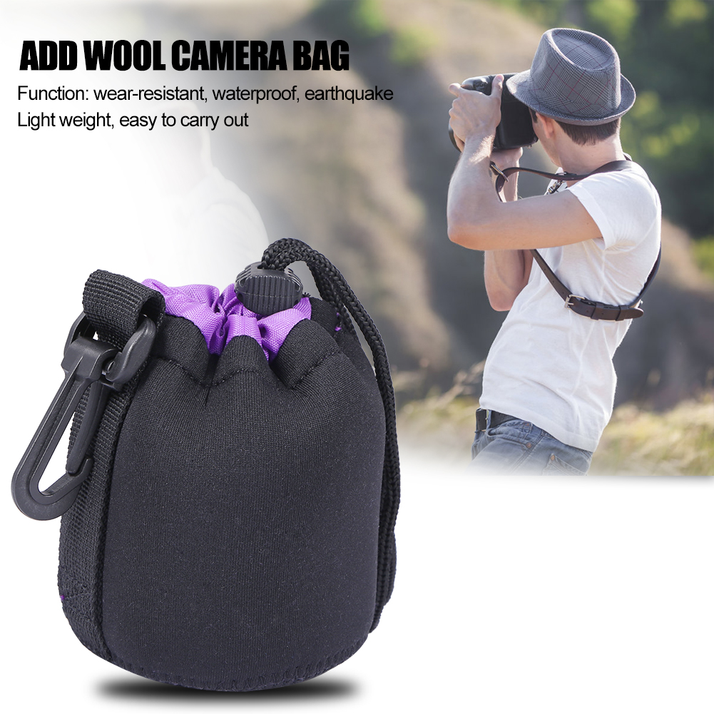 thumbnail image 4 of Bolsa impermeable para lente de cámara a prueba de golpes con cordón DSLR lente bolsa protectora suave, 4 of 6