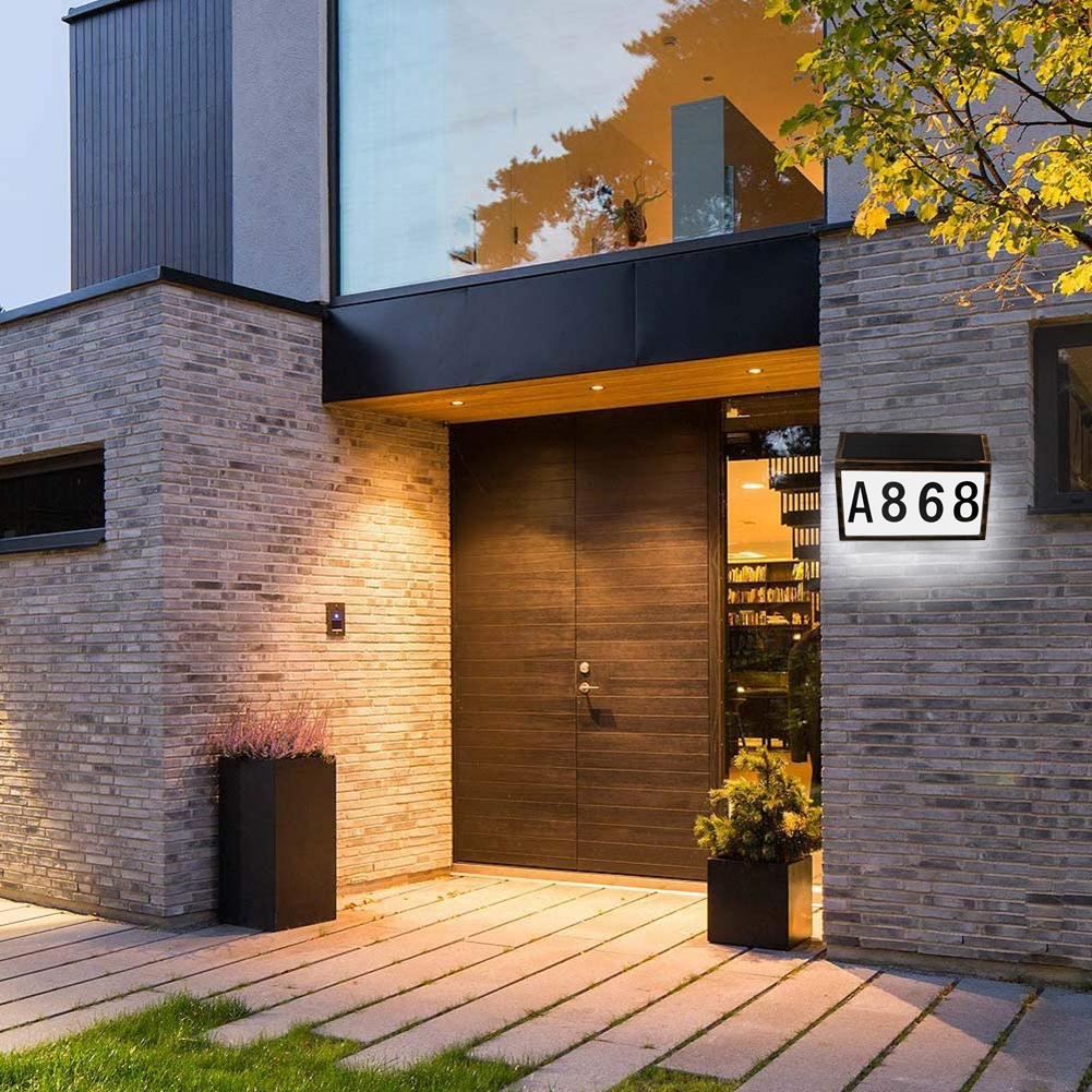 thumbnail image 3 of Luz de placa de números de casa con energía Solar, 10 luces LED de dirección, iluminación exterior, calle, jardín, puerta, lámpara de pared, 3 of 8