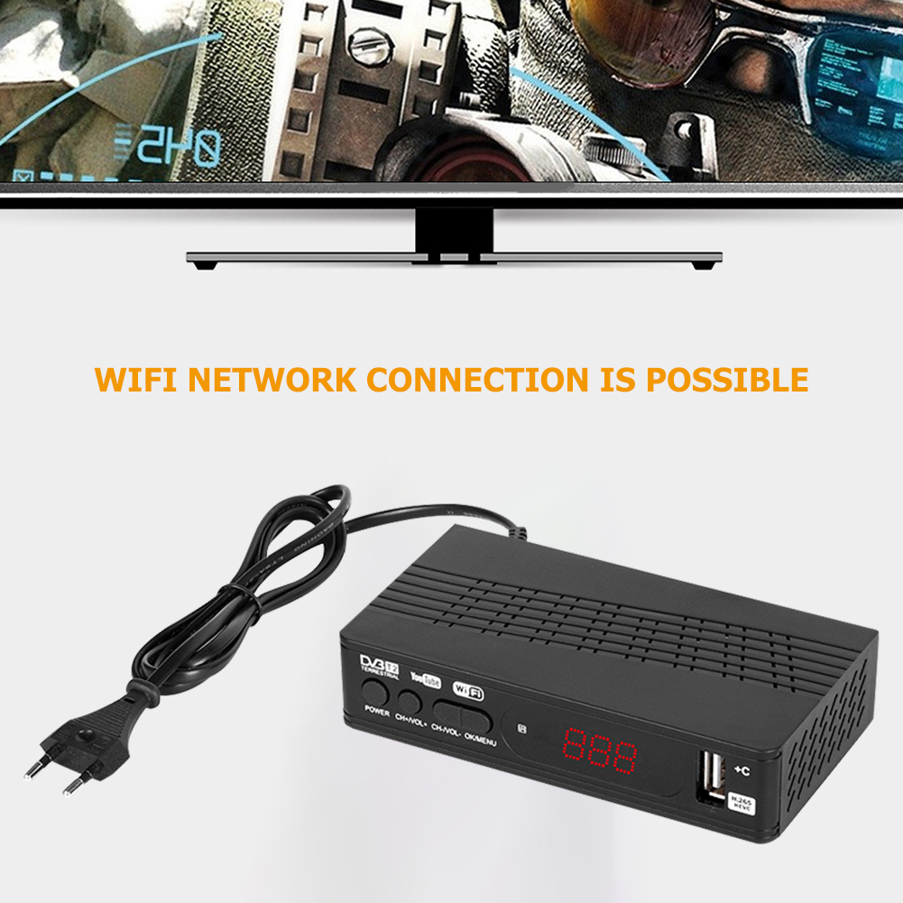 thumbnail image 1 of Digital TV Box 1080P Convertidor DVB-T2 H.264 IPTV Set Top Player Enchufe de la UE, 1 of 9