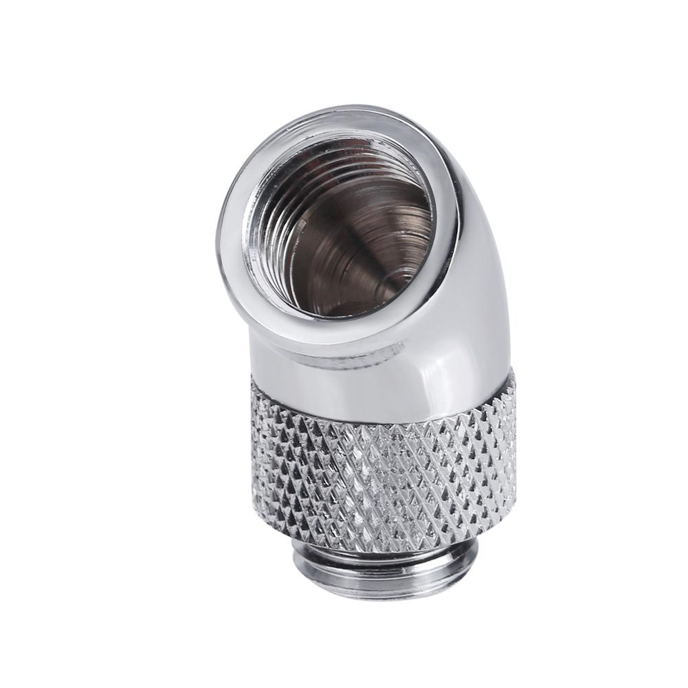 thumbnail image 2 of Rosca de tornillo G1/4 Accesorio de conector de latón con rotación de codo de 45 grados (plateado), 2 of 9