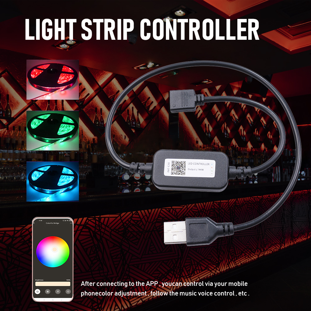 thumbnail image 4 of Controlador de luz de tira 5V USB Compatible con Bluetooth RGB LED Aplicación de teléfono Control Mus, 4 of 7