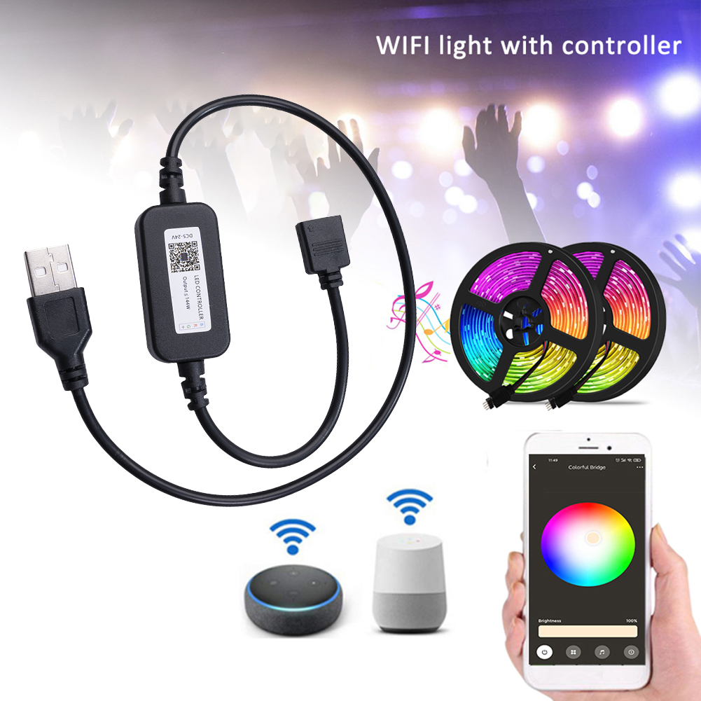 thumbnail image 1 of Controlador de luz de tira 5V USB Compatible con Bluetooth RGB LED Aplicación de teléfono Control Mus, 1 of 7