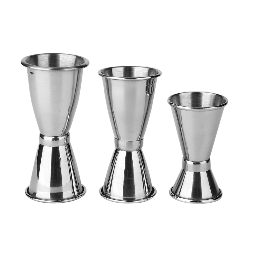 thumbnail image 4 of Juego de medidor Jigger de taza medidora mezcladora de bebidas de cóctel de acero inoxidable 3 uds, 4 of 9