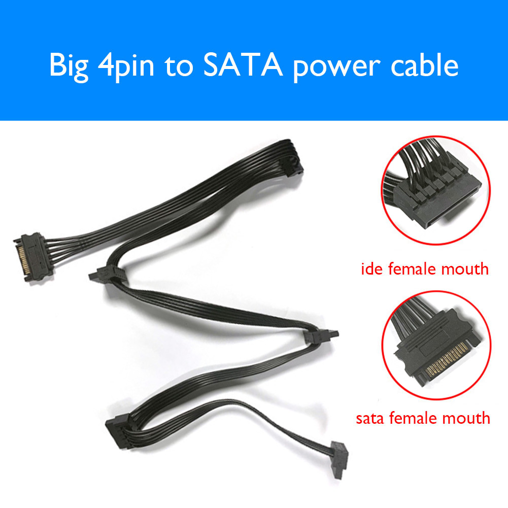 thumbnail image 4 of 1 cable de alimentación de 4 pines a 5 SATA, divisor de suministro de disco duro de 15 pines, 78 cm, 4 of 6