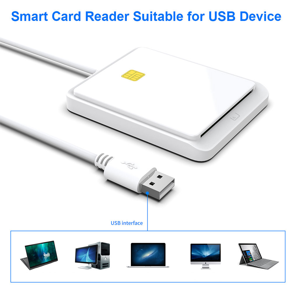 Lector de Tarjetas USB 2.0 Inteligente para CAC IC ID Bank SIM Windows 7 8 10 Vista