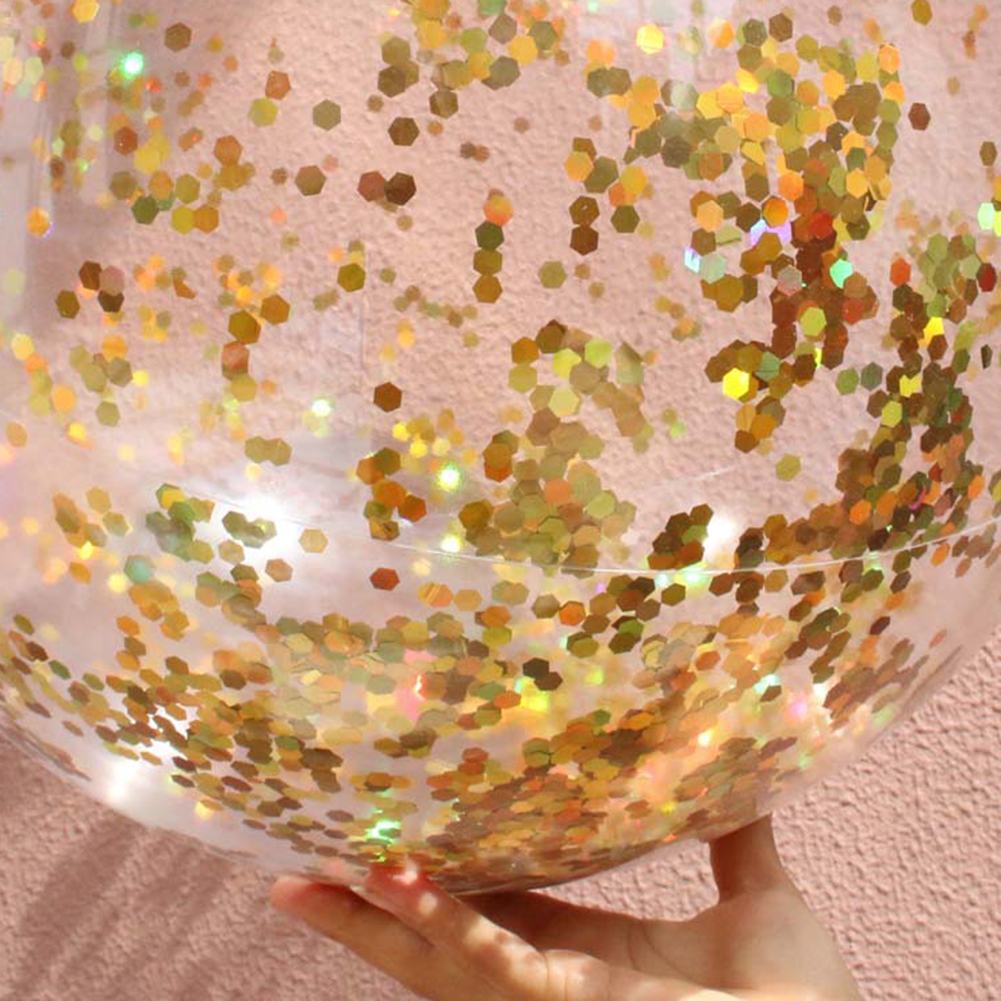 thumbnail image 2 of Pelota de playa inflable Ehuebsd de 40 cm juguetes de piscina confeti dorado brillante, 2 of 7