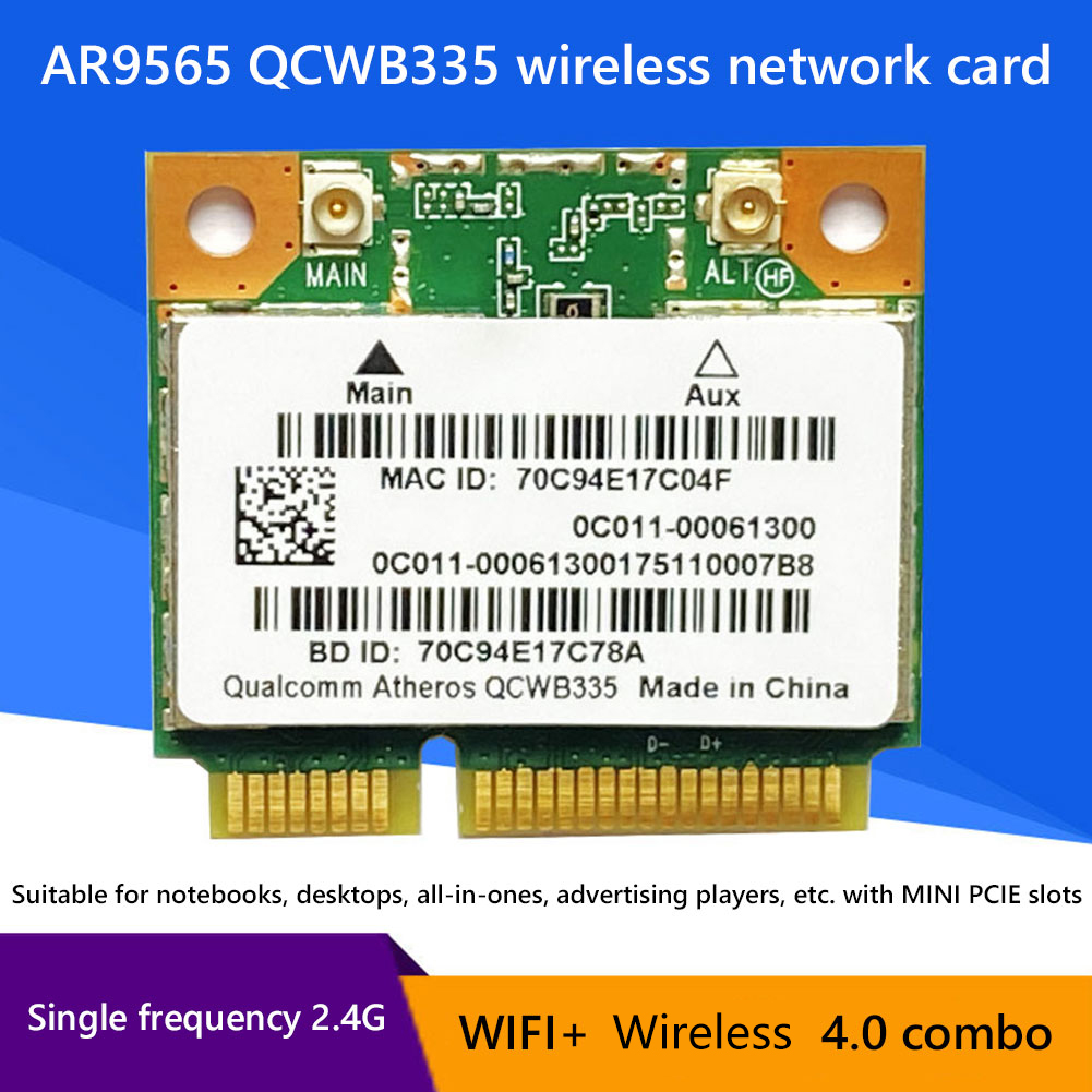 thumbnail image 4 of Tarjeta de red WiFi QCWB335 PCI-E 150Mbps compatible con Bluetooth 4,0 para ordenadores portátiles, 4 of 7