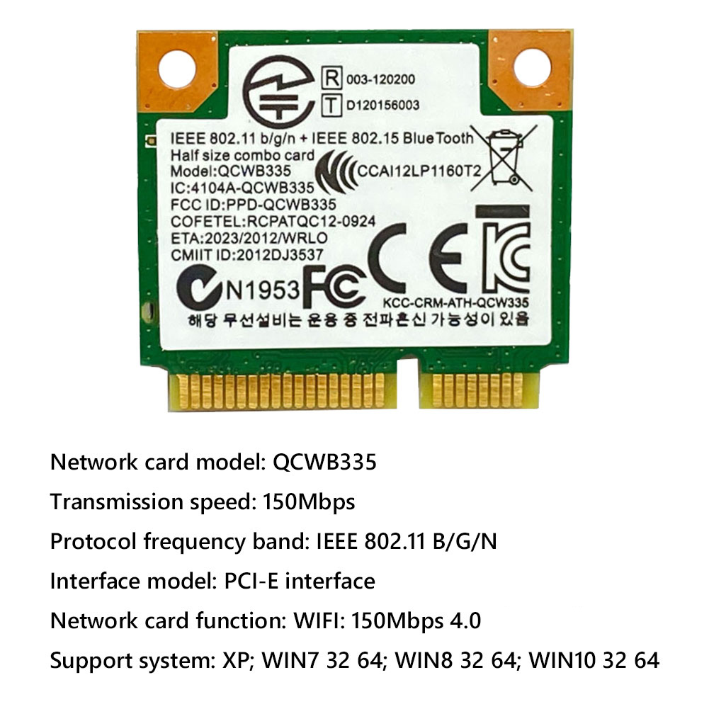 thumbnail image 2 of Tarjeta de red WiFi QCWB335 PCI-E 150Mbps compatible con Bluetooth 4,0 para ordenadores portátiles, 2 of 7