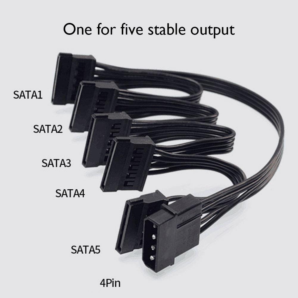 Cable divisor de fuente de alimentación para disco duro 5Molex, 4 pines, 1 a 5 SATA, 15 pines, 78cm