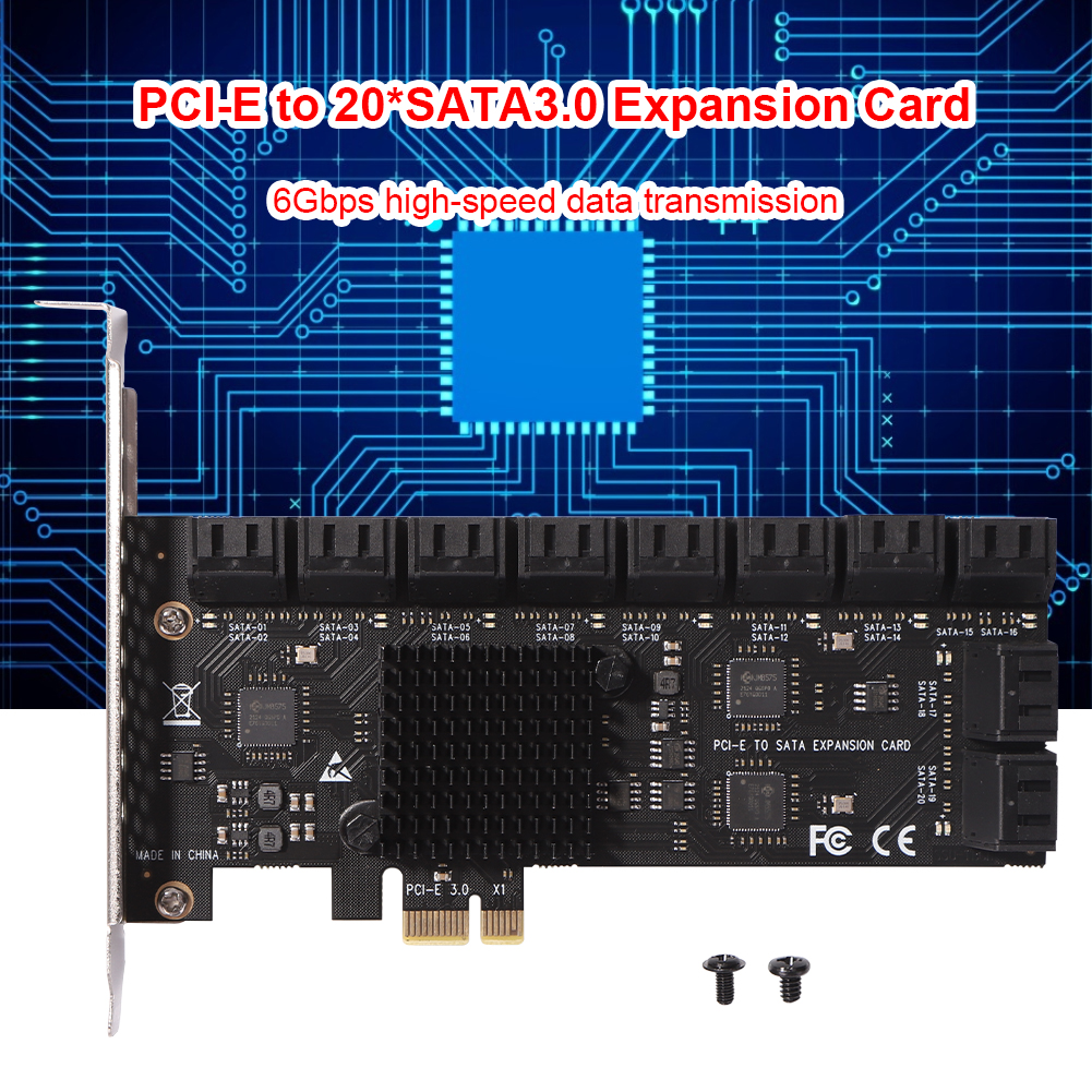 thumbnail image 4 of Adaptador PCIE Tarjeta de expansión de 20 puertos SATA 3.0 Riser 6Gbps para escritorio, 4 of 8