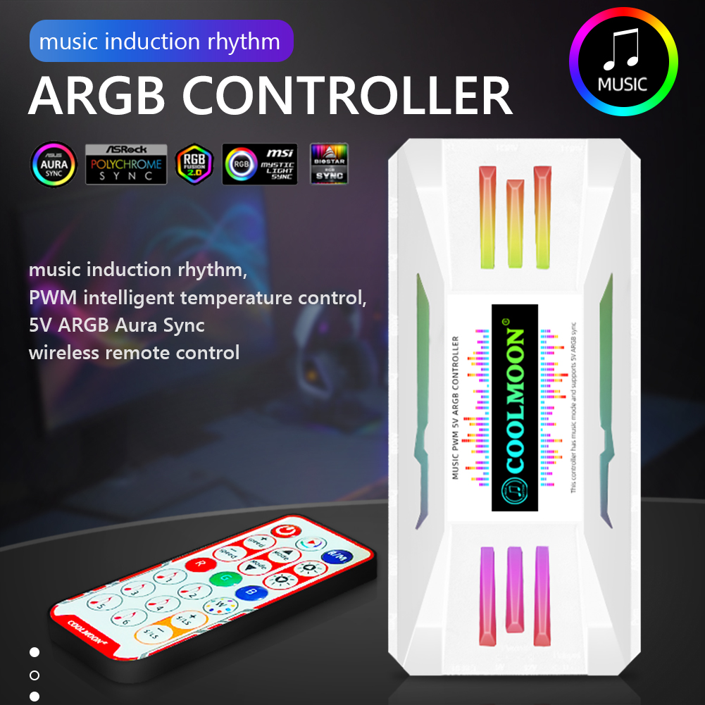 thumbnail image 4 of CoolMoon Magnetic ARGB Controller SATA Cable 4 Pin PWM 5V 3 Pin Aura Sync 4 en 1, 4 of 8