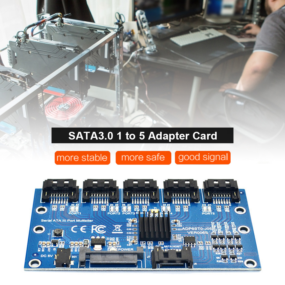 thumbnail image 5 of Tarjeta de expansión SATA 1 a 5 puertos SATA3.0 Placa base 6Gbps Riser Hub Adapter, 5 of 8