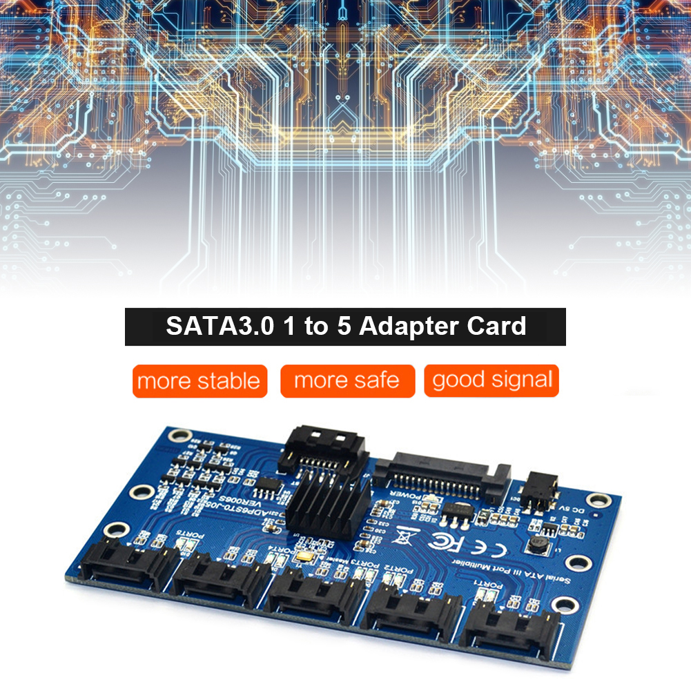 thumbnail image 1 of Tarjeta de expansión SATA 1 a 5 puertos SATA3.0 Placa base 6Gbps Riser Hub Adapter, 1 of 8