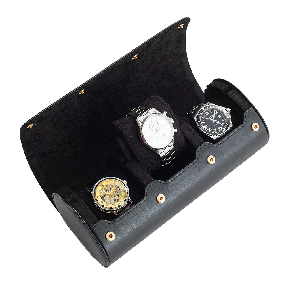 thumbnail image 5 of Estuche de almacenamiento de relojes Exhibición de cuero elegante Relojes antiguos Organizadores de caja de soporte, 5 of 7