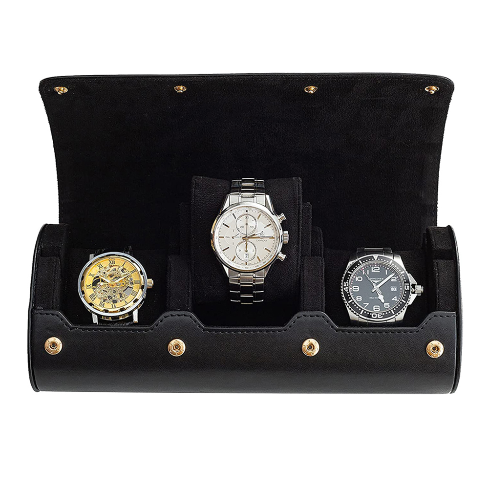 thumbnail image 1 of Estuche de almacenamiento de relojes Exhibición de cuero elegante Relojes antiguos Organizadores de caja de soporte, 1 of 7
