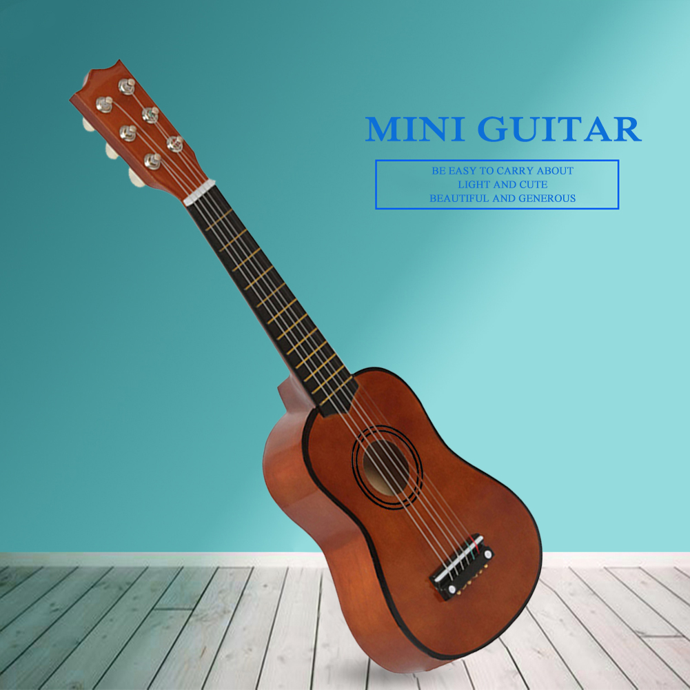 thumbnail image 3 of Guitarra pequeña de 21 pulgadas, tilo, 6 cuerdas, juguete para niños principiantes (A-), café, 3 of 9