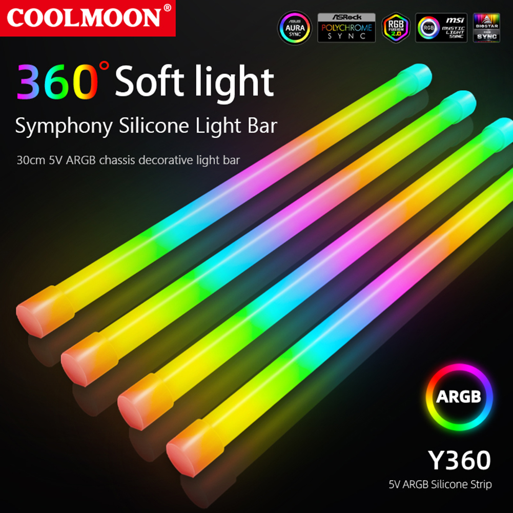 thumbnail image 4 of Y360 5V ARGB PC Case Barra de luz LED 3PINx2+4PIN Tira de lámpara de computadora, 4 of 9