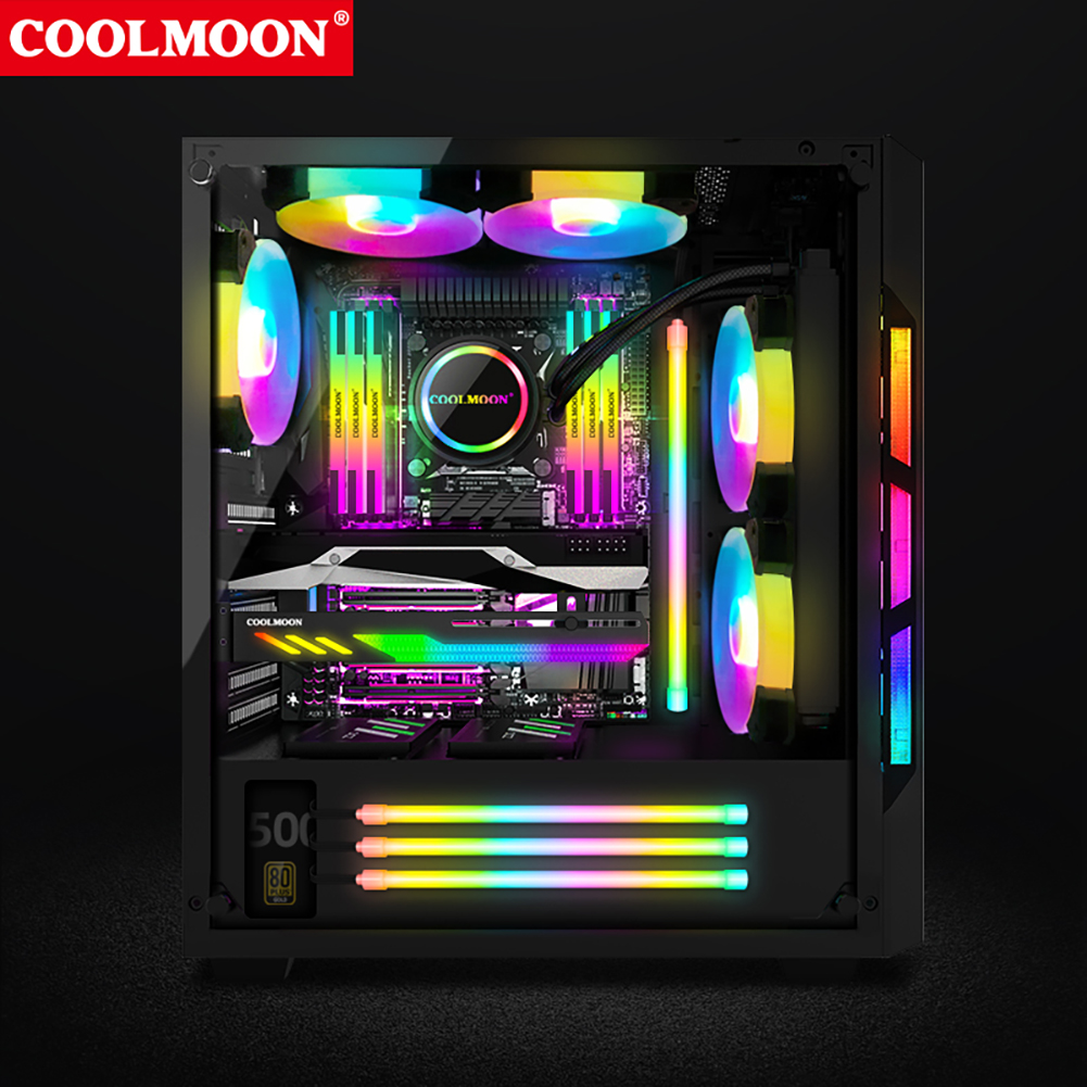 thumbnail image 1 of Y360 5V ARGB PC Case Barra de luz LED 3PINx2+4PIN Tira de lámpara de computadora, 1 of 9