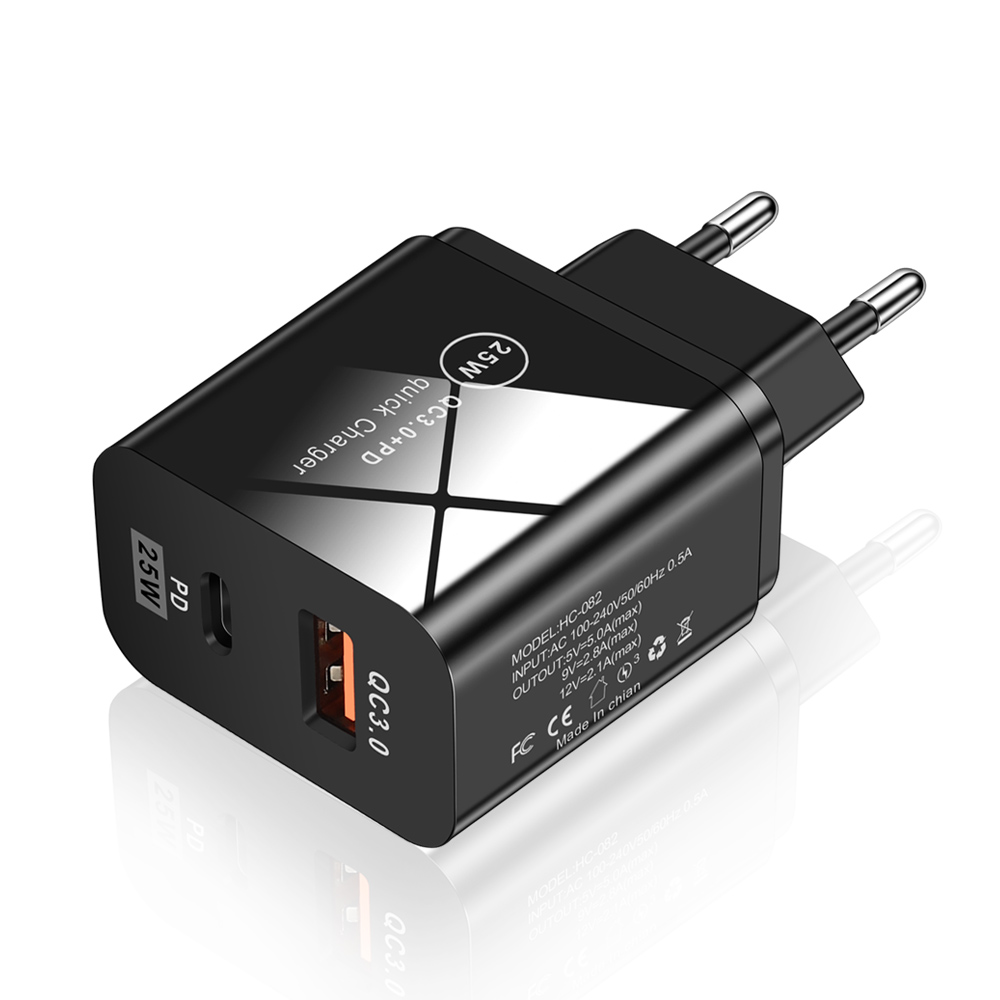 thumbnail image 3 of 25W QC3.0+PD Dual Port Type-C Cargador de teléfono Accesorio de adaptador de carga rápida, 3 of 7