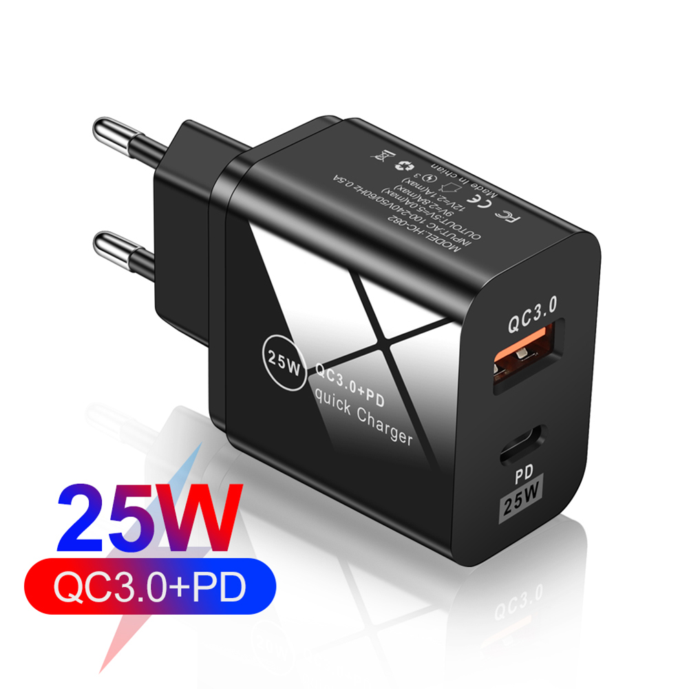 thumbnail image 4 of 25W QC3.0+PD Dual Port Type-C Cargador de teléfono Accesorio de adaptador de carga rápida, 4 of 7