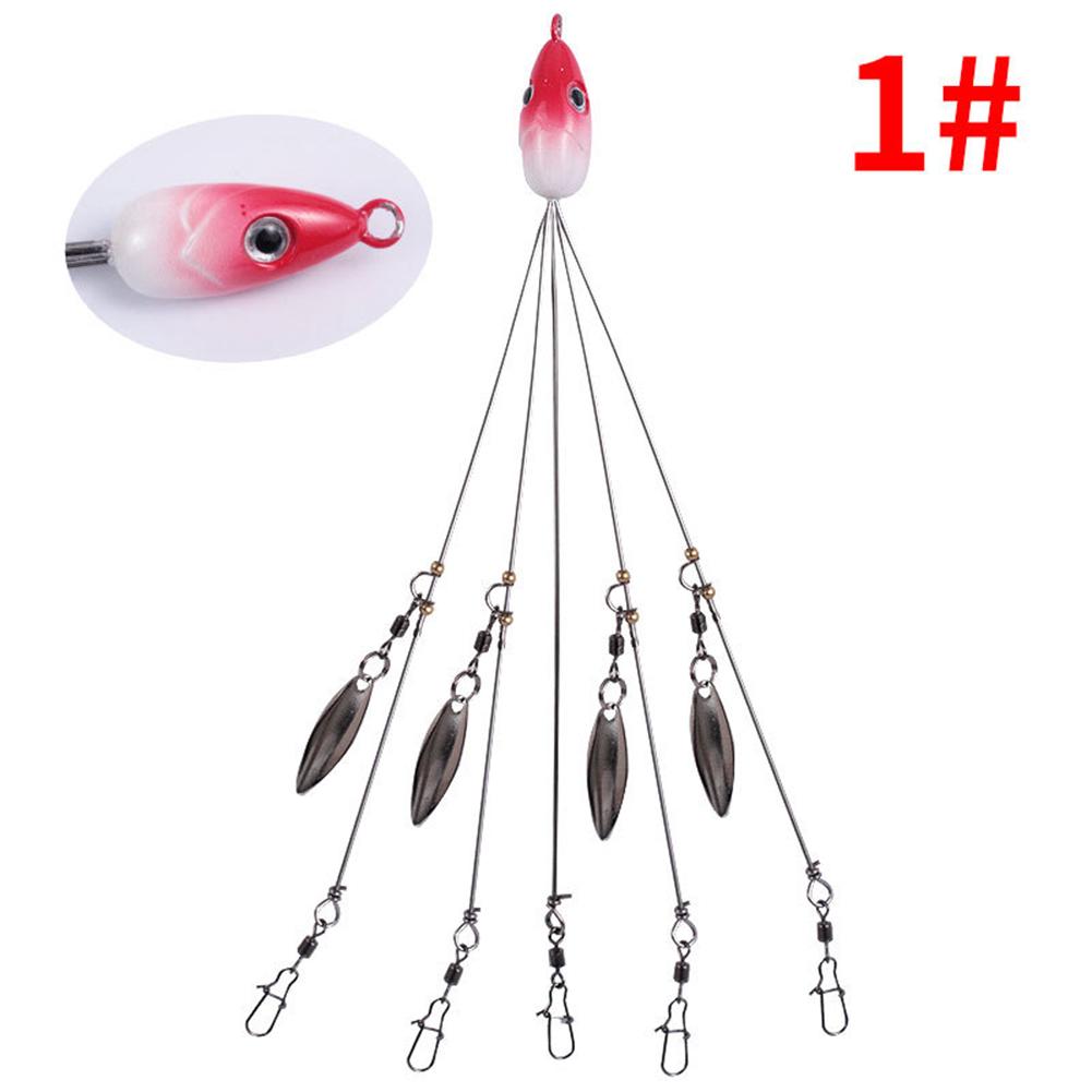 Señuelo de pesca con paraguas de 5 brazos, 5 uds., juego de cabezales de aparejo Alabama con giratorio a presión (1)