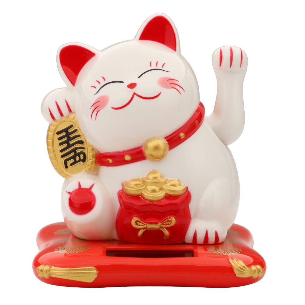 thumbnail image 4 of Lindas figuras que agitan las manos Solar Lucky Fortune Cat Riqueza que agita (Blanco), 4 of 9
